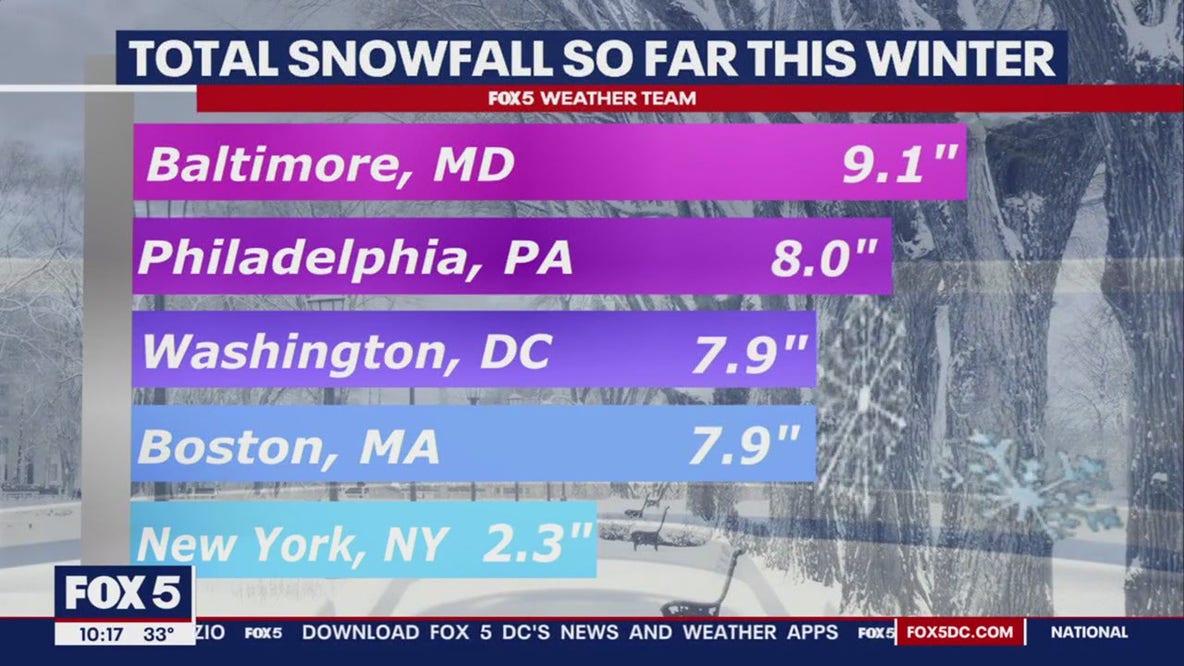DC snowfall totals so far this winter
